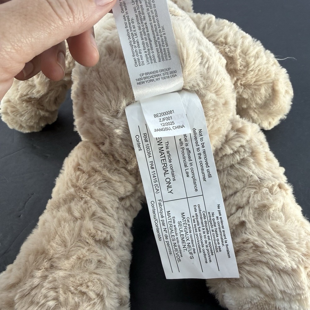 HTF Chickpea 12" Creamy Tan Plush Bear EUC Plaid Feet - Picture 3 of 8